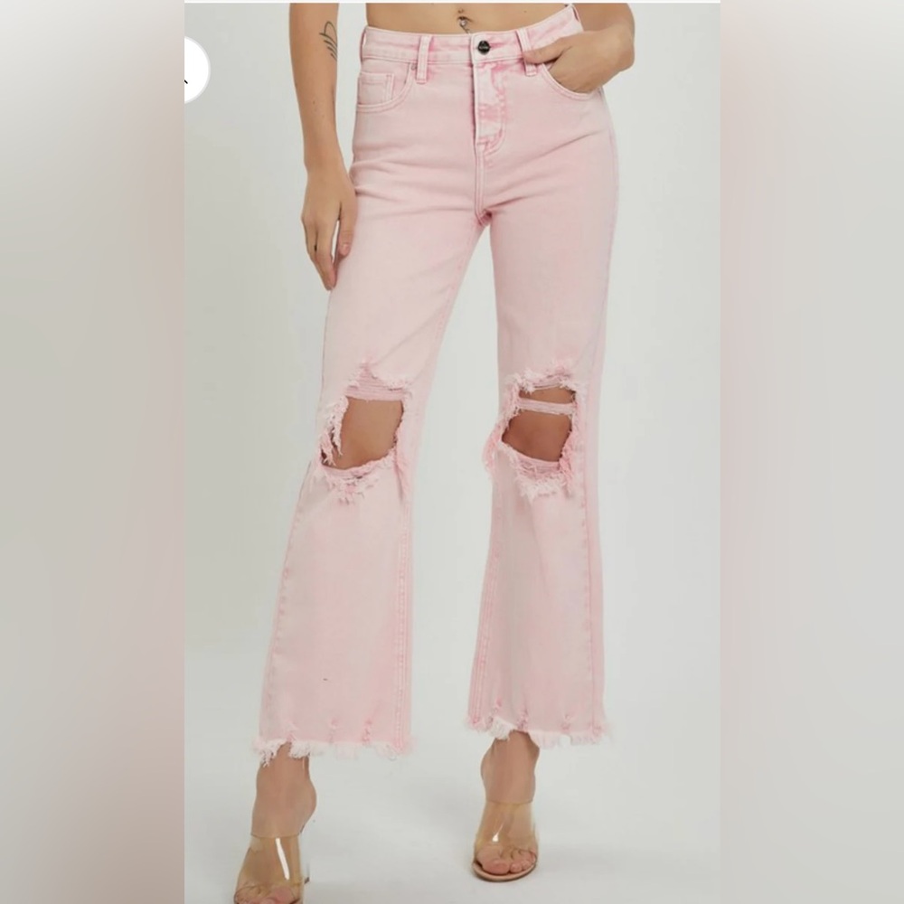 Altar'd State  90's Crop Flare Jeans in Blush Cotton Size 24 NEW WITHOUT TAGS